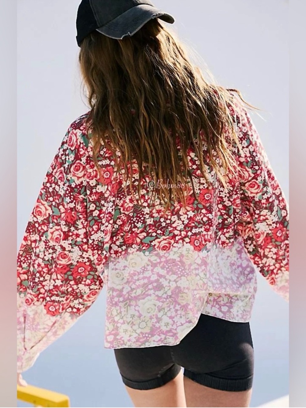 Free people fp movement Floral Long-Sleeve Top in Red, Pink & Green